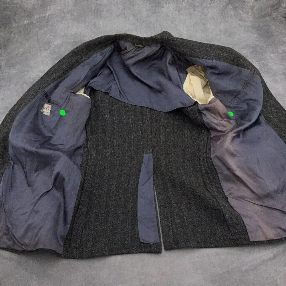 Sovereign Blazer Men 46 Gray Green Tweed Wool‎ Classic Sport Coat USA VTG